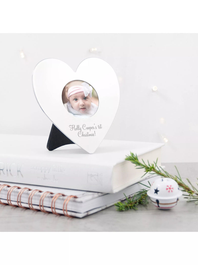 Treat Republic personalised silver heart photo frame Christmas tree decoration (British brand)