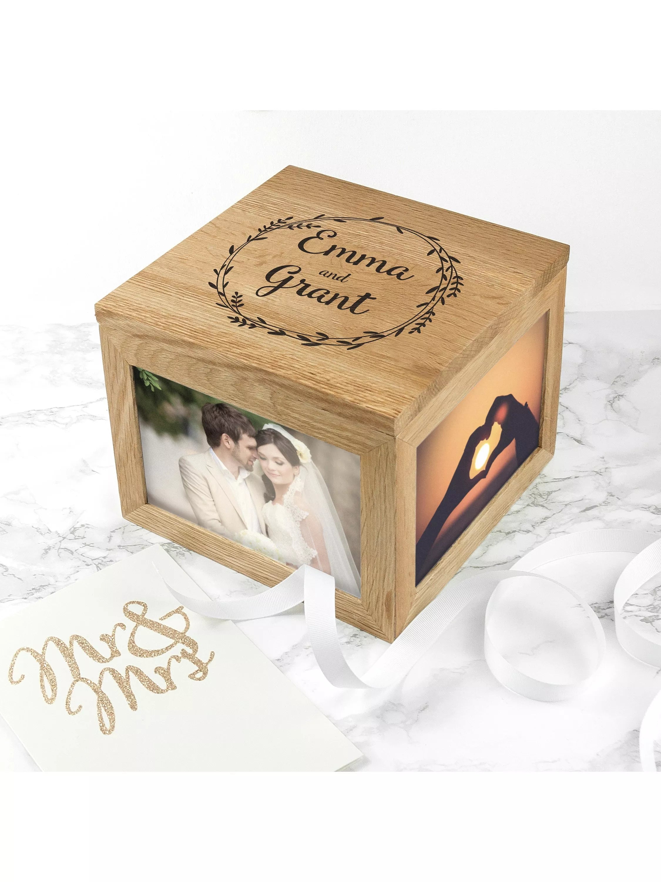 Treat Republic personalised oak photo keepsake box (British brand)
