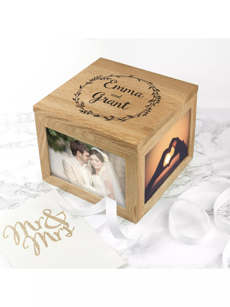 Treat Republic personalised oak photo keepsake box (British brand)