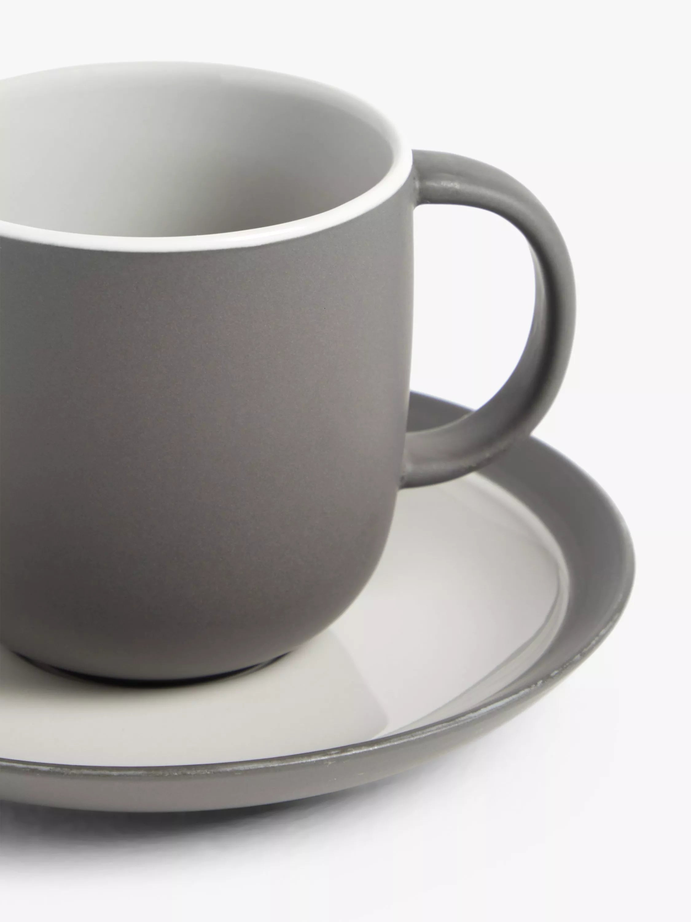 John Lewis Puritan stoneware cup and saucer set of 2 250ml (British brand)