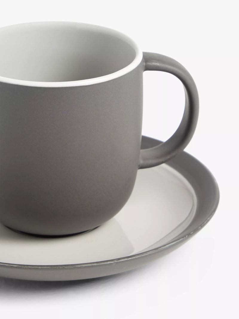 John Lewis Puritan stoneware cup and saucer set of 2 250ml (British brand)