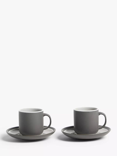 John Lewis John Lewis Puritan Stoneware Espresso Cup and Saucer Set of 2, 90ml- Buy online at McGrocer