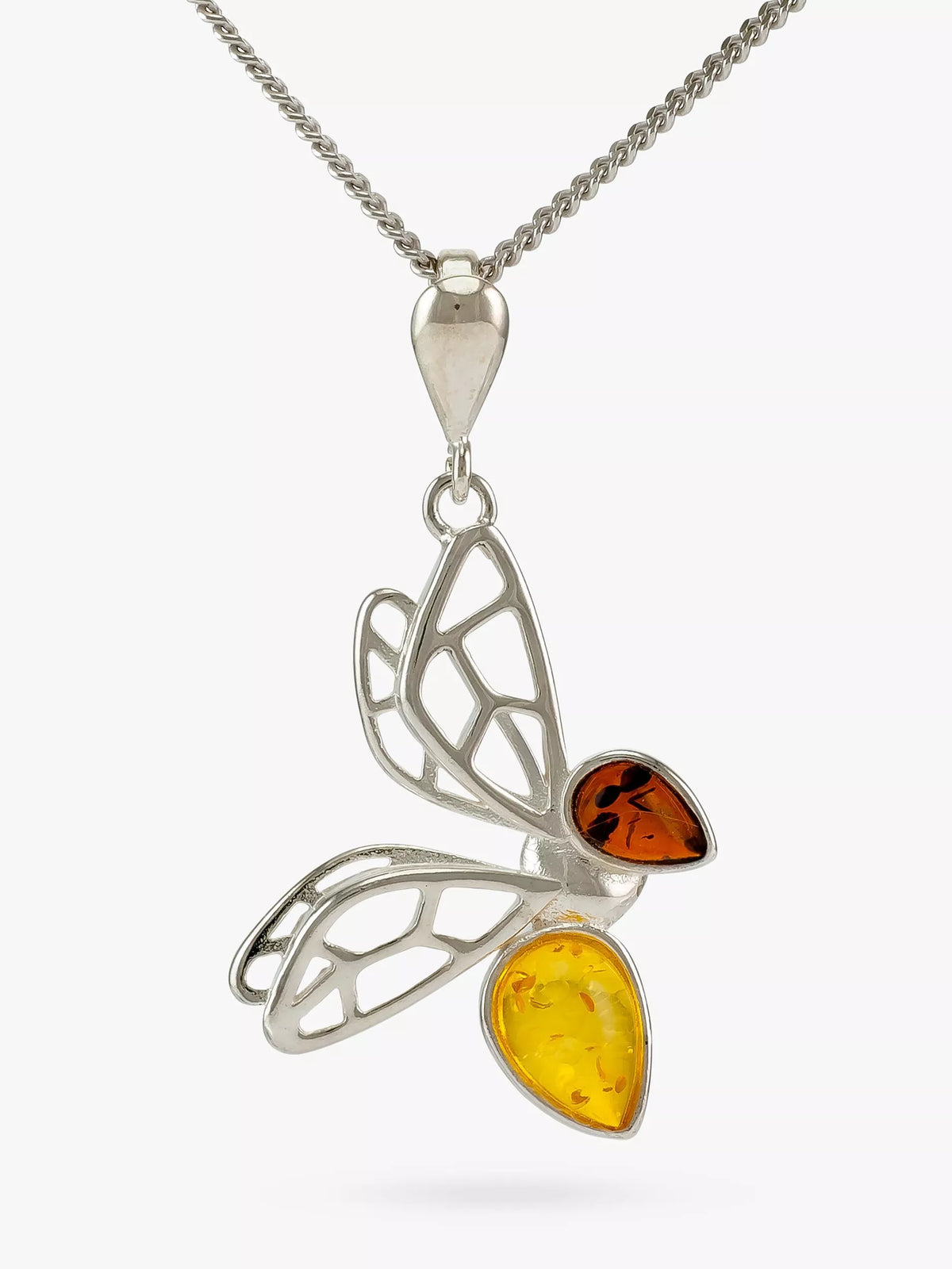 Be-Jewelled Amber Bee Pendant silver multi 41cm - British product