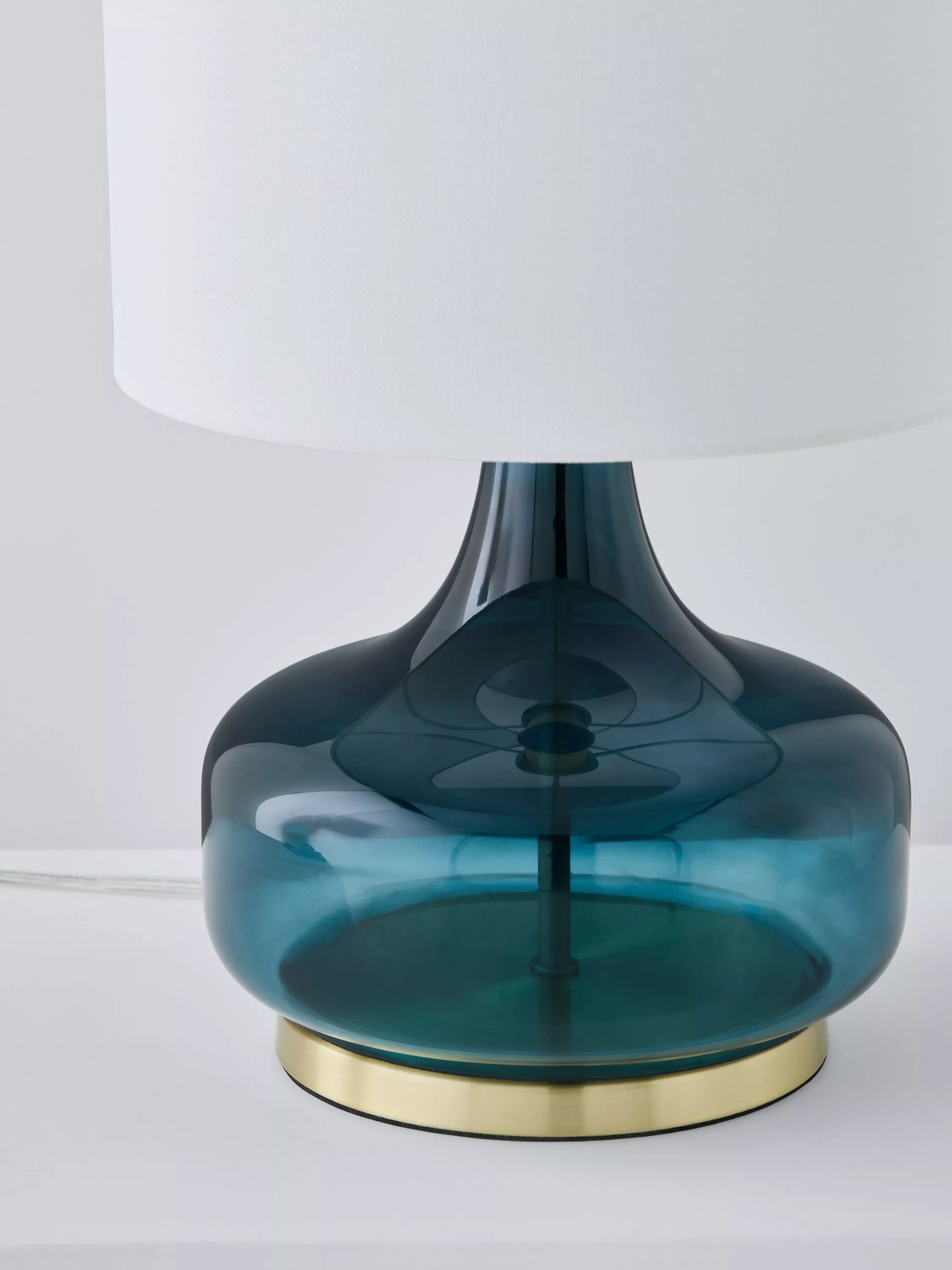 John Lewis Atley turquoise glass table lamp, UK version