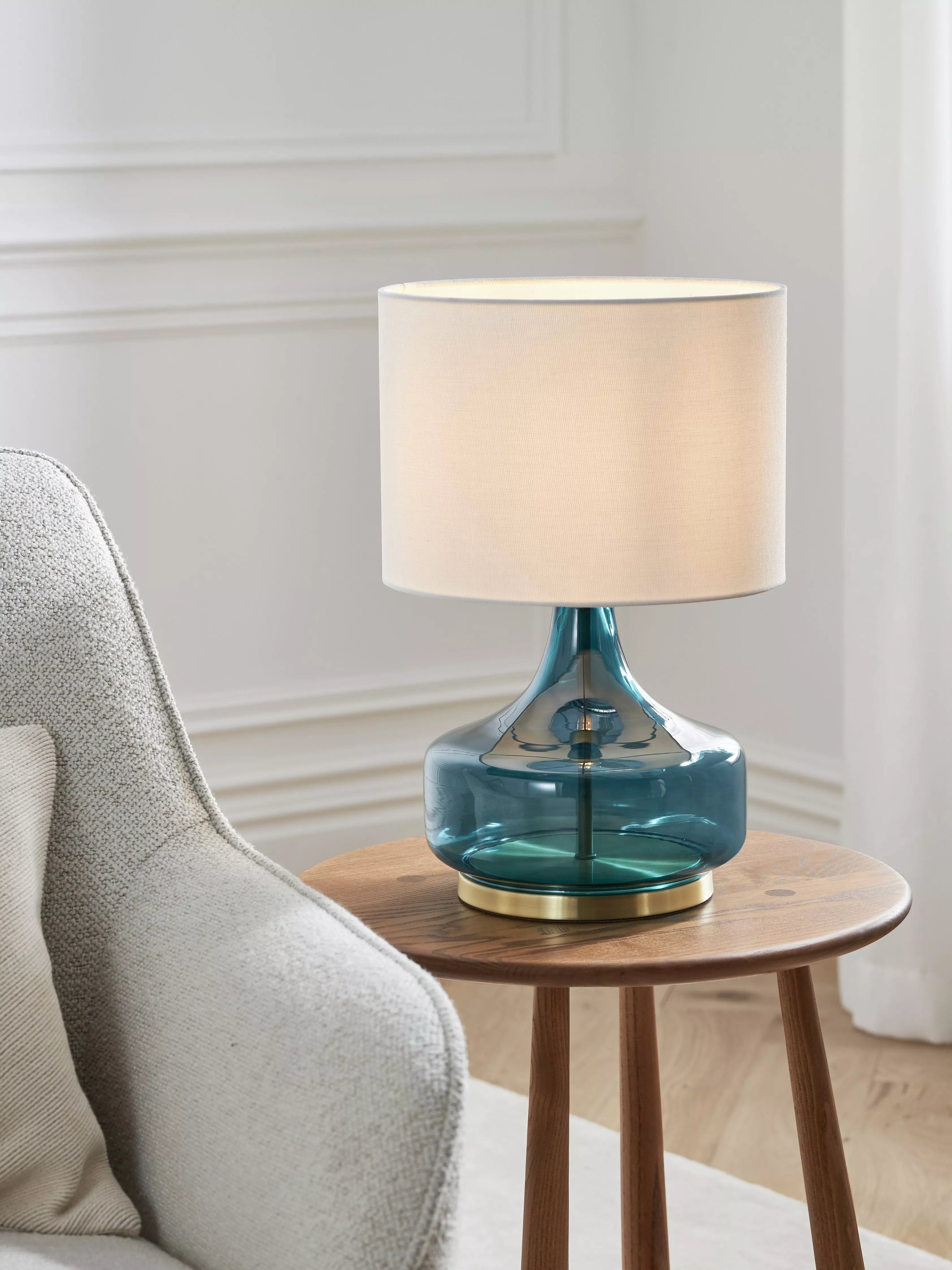 John Lewis Atley turquoise glass table lamp, UK version