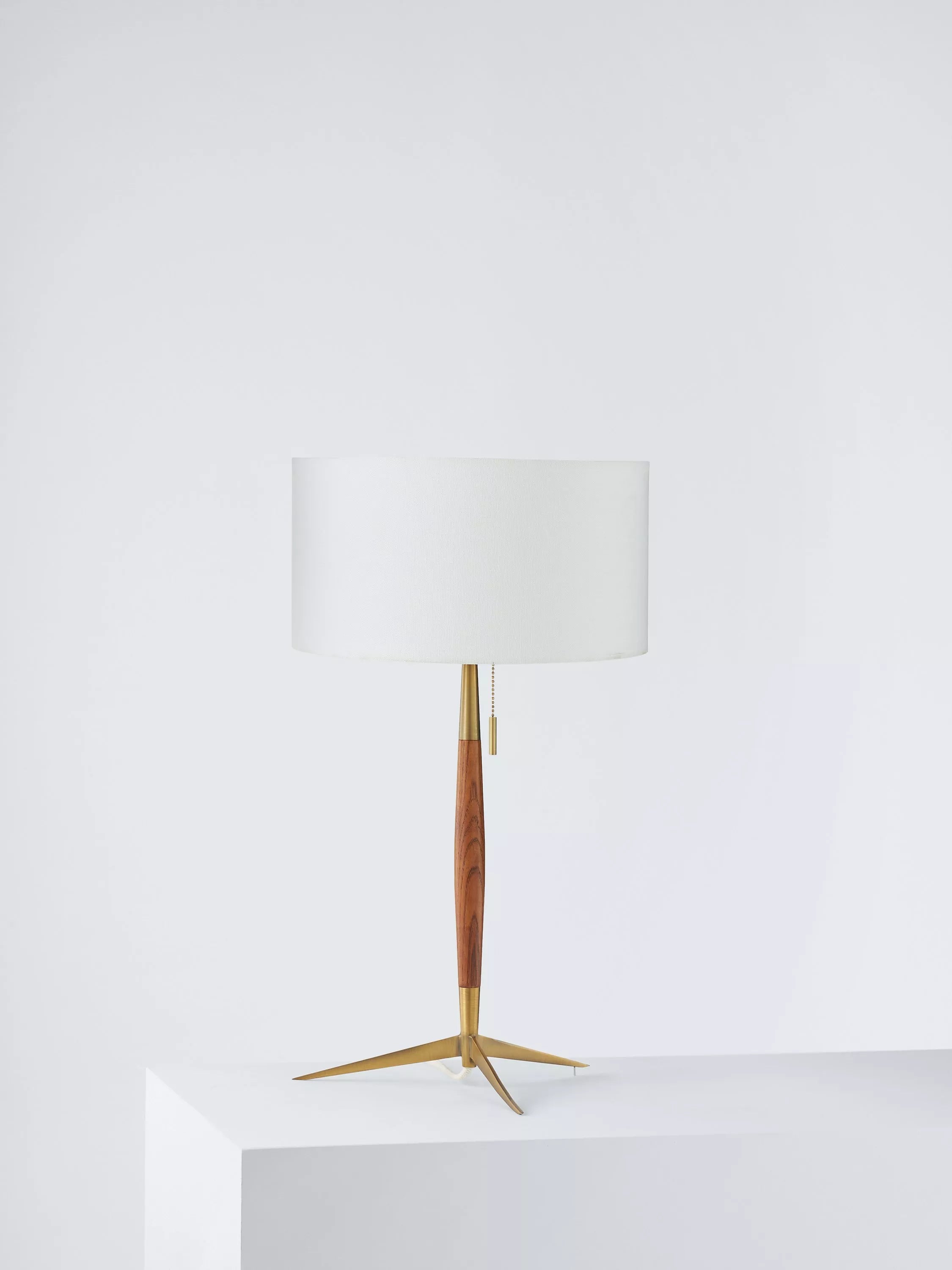 John Lewis spindle table lamp walnut brass 50cm tall, UK version