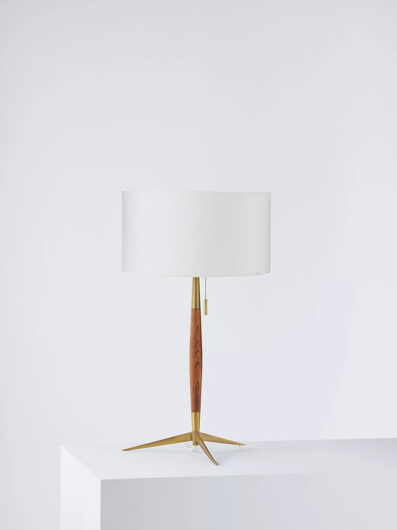 John Lewis spindle table lamp walnut brass 50cm tall, UK version
