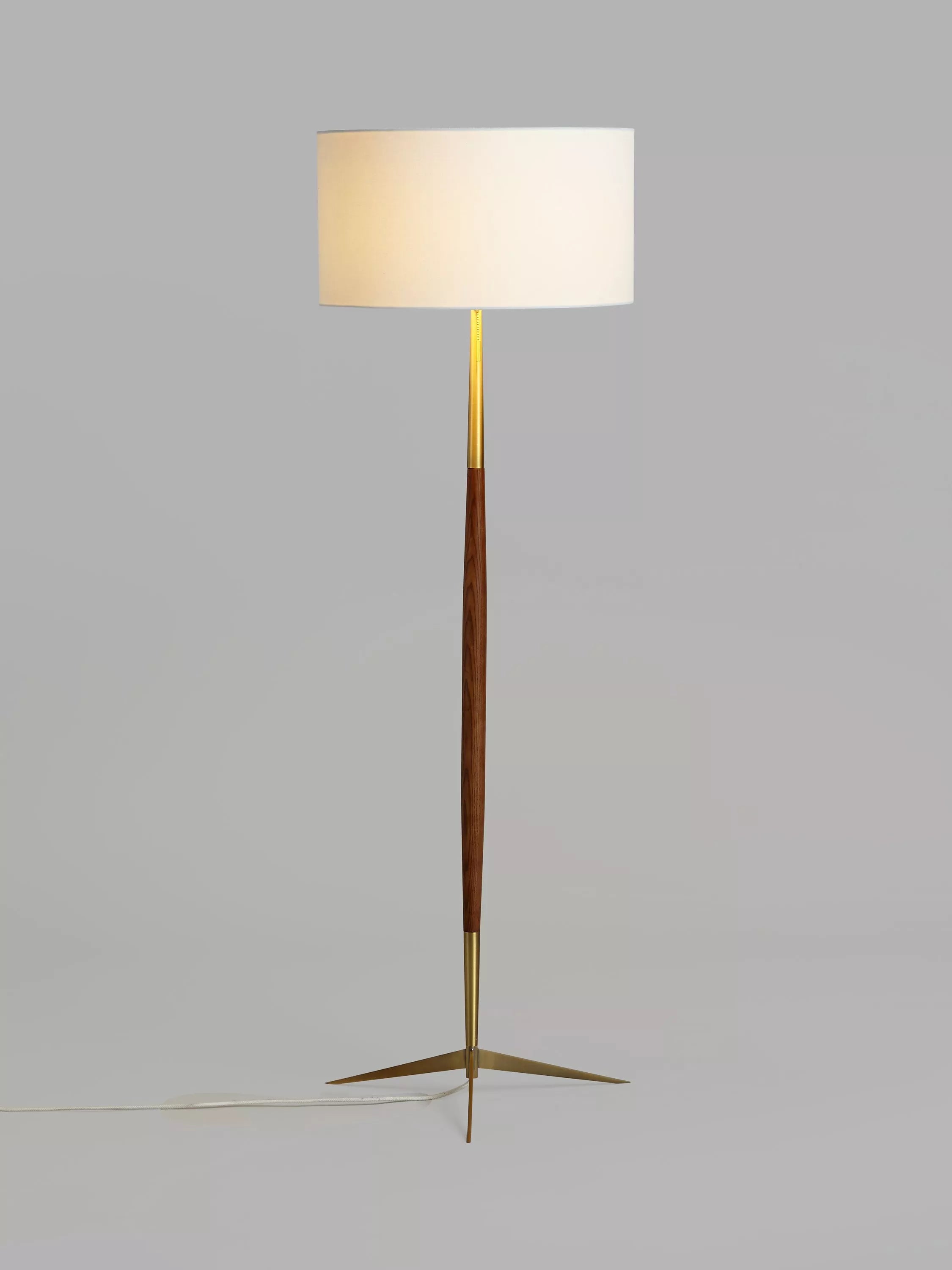 John Lewis Spindle wooden floor lamp with brass accents (British brand)