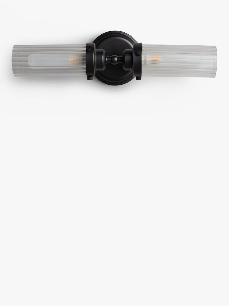 John Lewis ribbed glass double arm bathroom wall light - British product