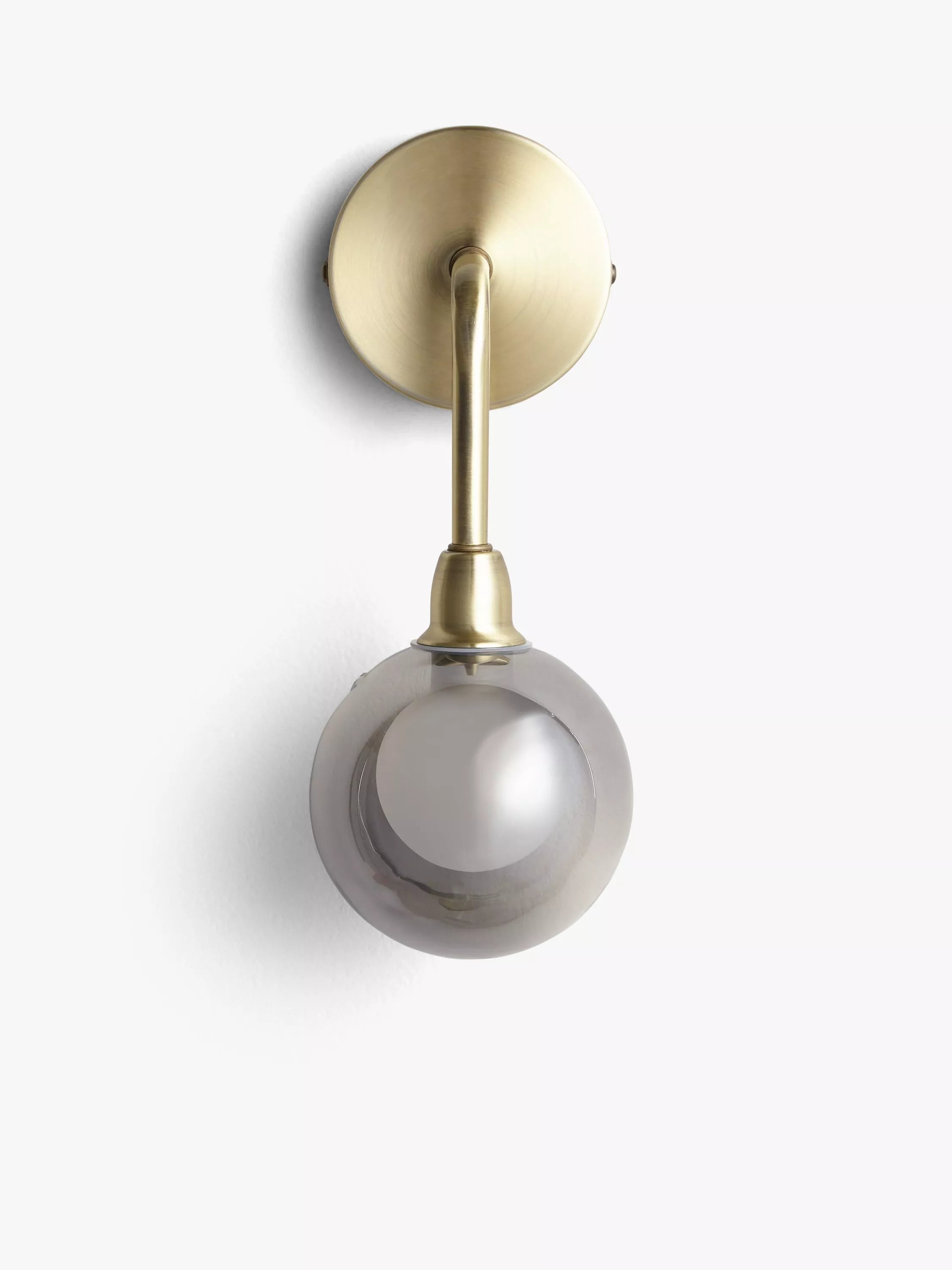 John Lewis Huxley wall light in antique brass with smoked glass shade, UK version
