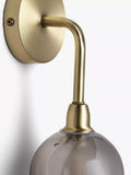 John Lewis Huxley wall light in antique brass with smoked glass shade, UK version