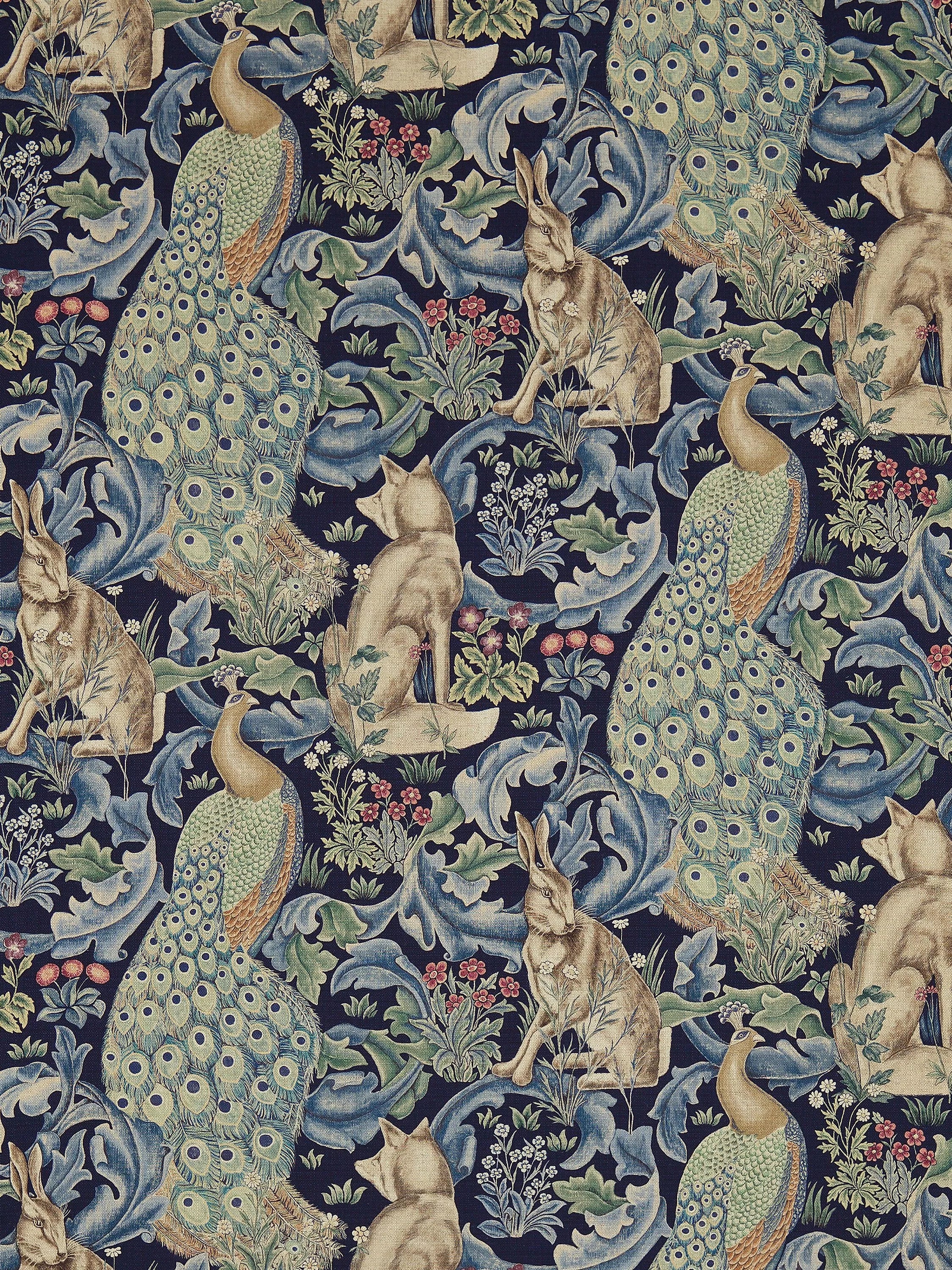 Morris & Co forest linen furnishing fabric (British brand)