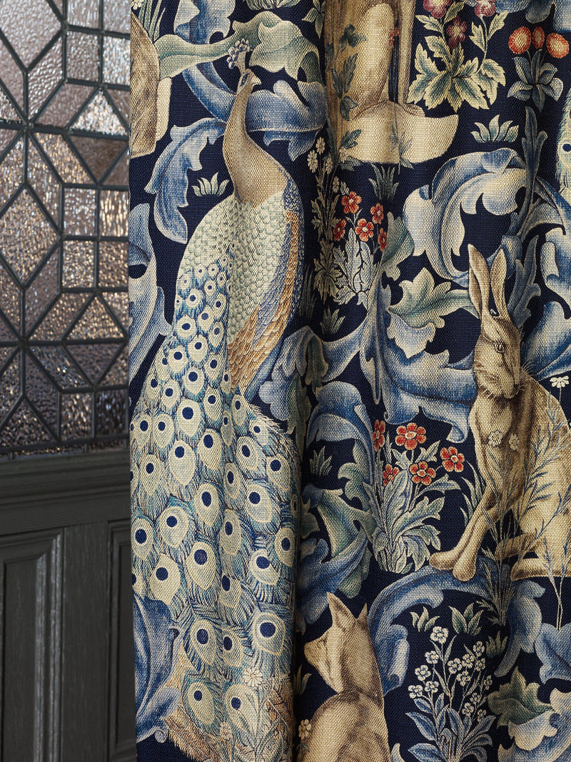 Morris & Co forest linen furnishing fabric (British brand)