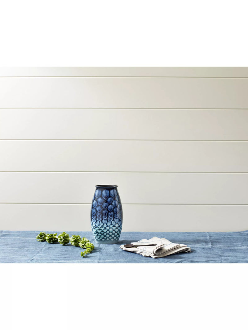 Poole Pottery Ocean Manhattan Blue Vase H26cm, imported from the UK
