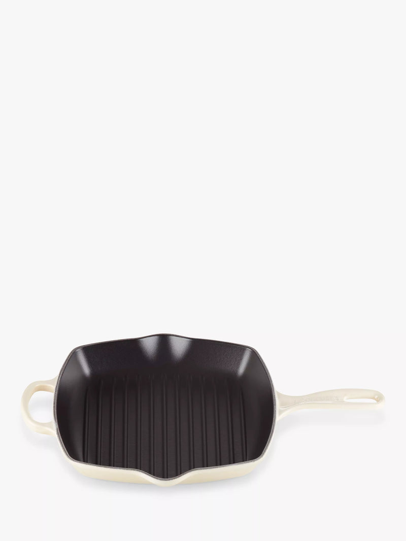 Le Creuset Cast Iron Signature Square Grillit, 26cm, Meringue