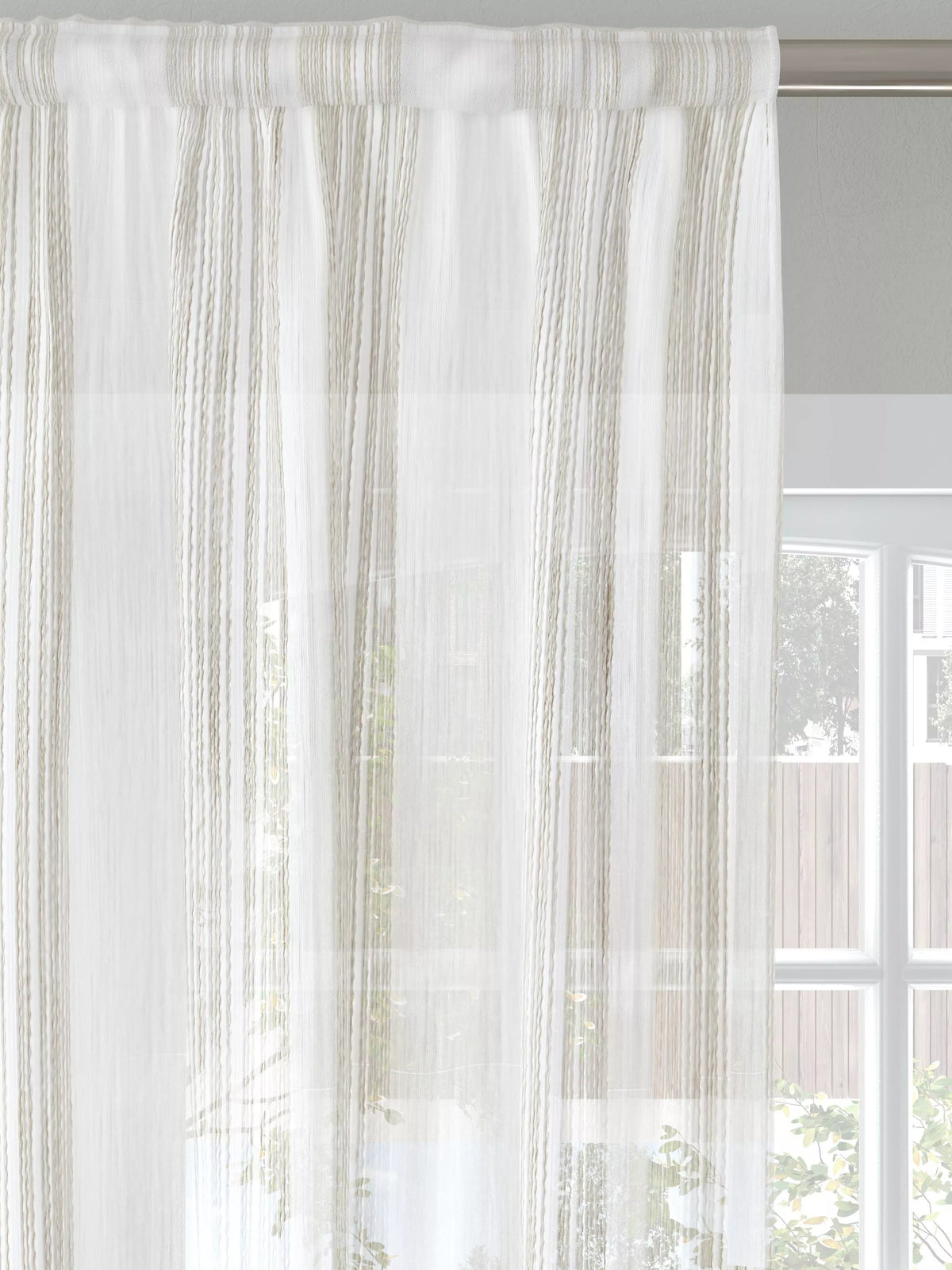 John Lewis fine stripe voile fabric natural 280cm (British brand)