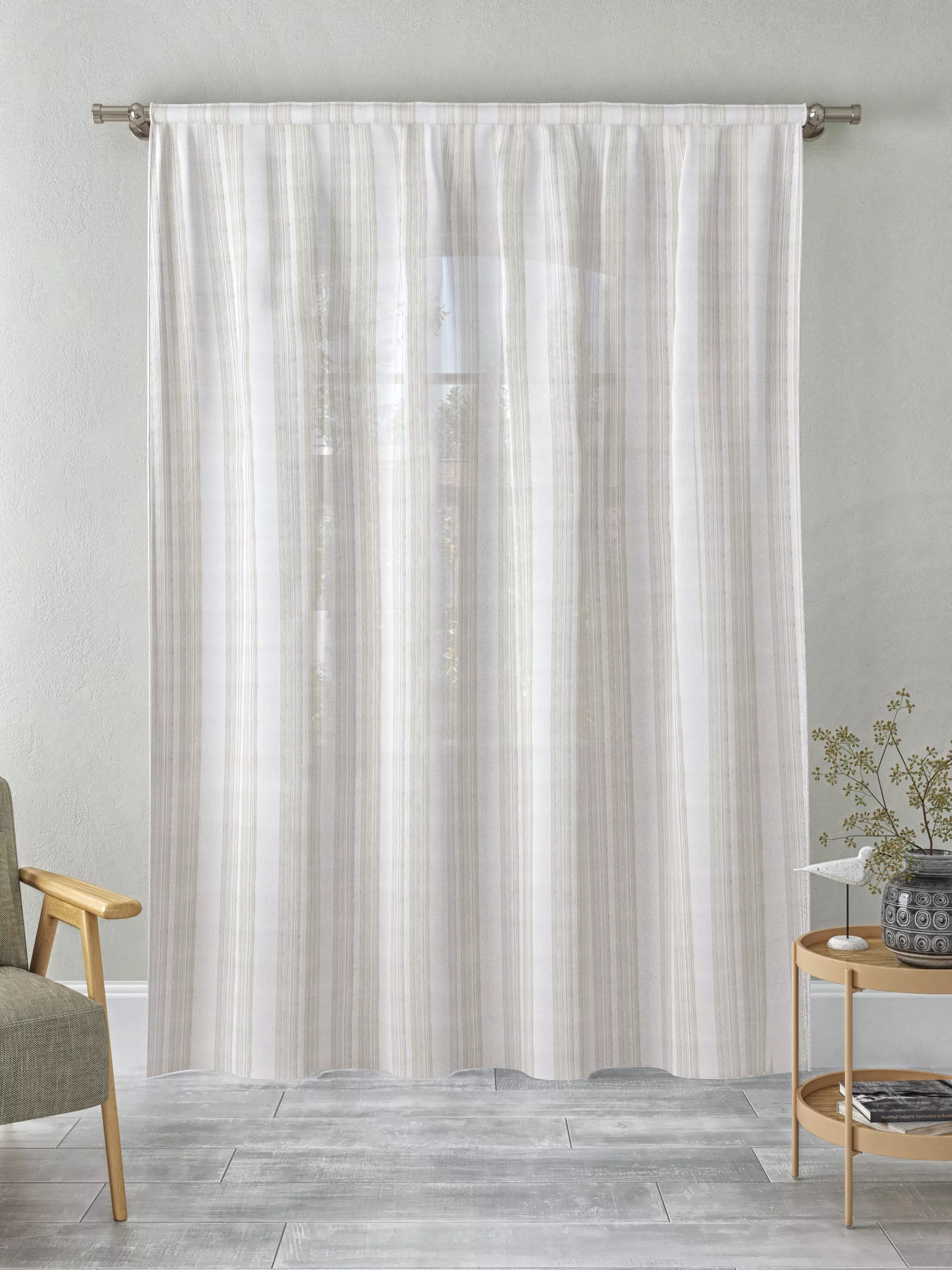 John Lewis fine stripe voile fabric natural 280cm (British brand)