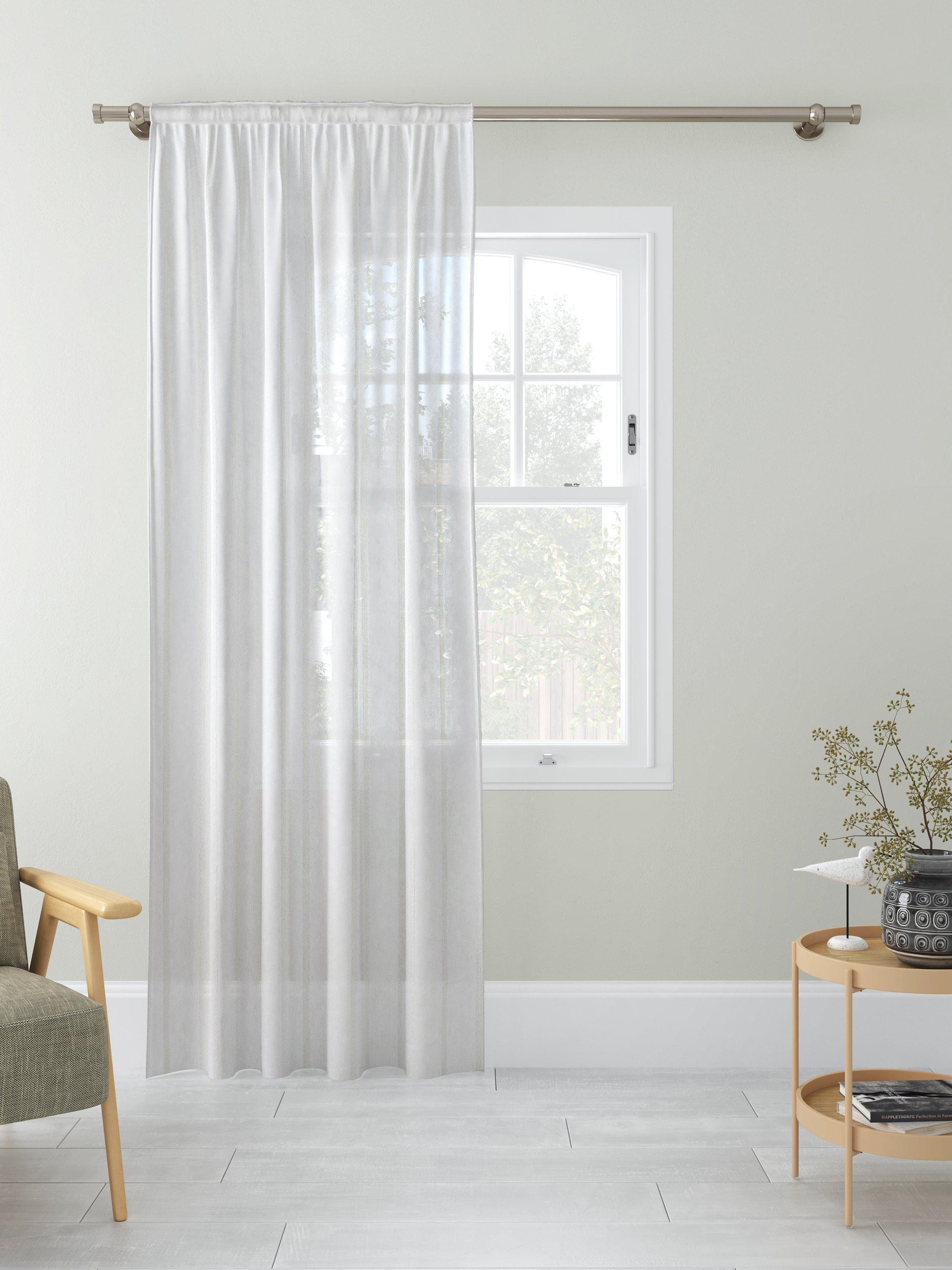 John Lewis voile fabric white woven stripe, imported from the UK