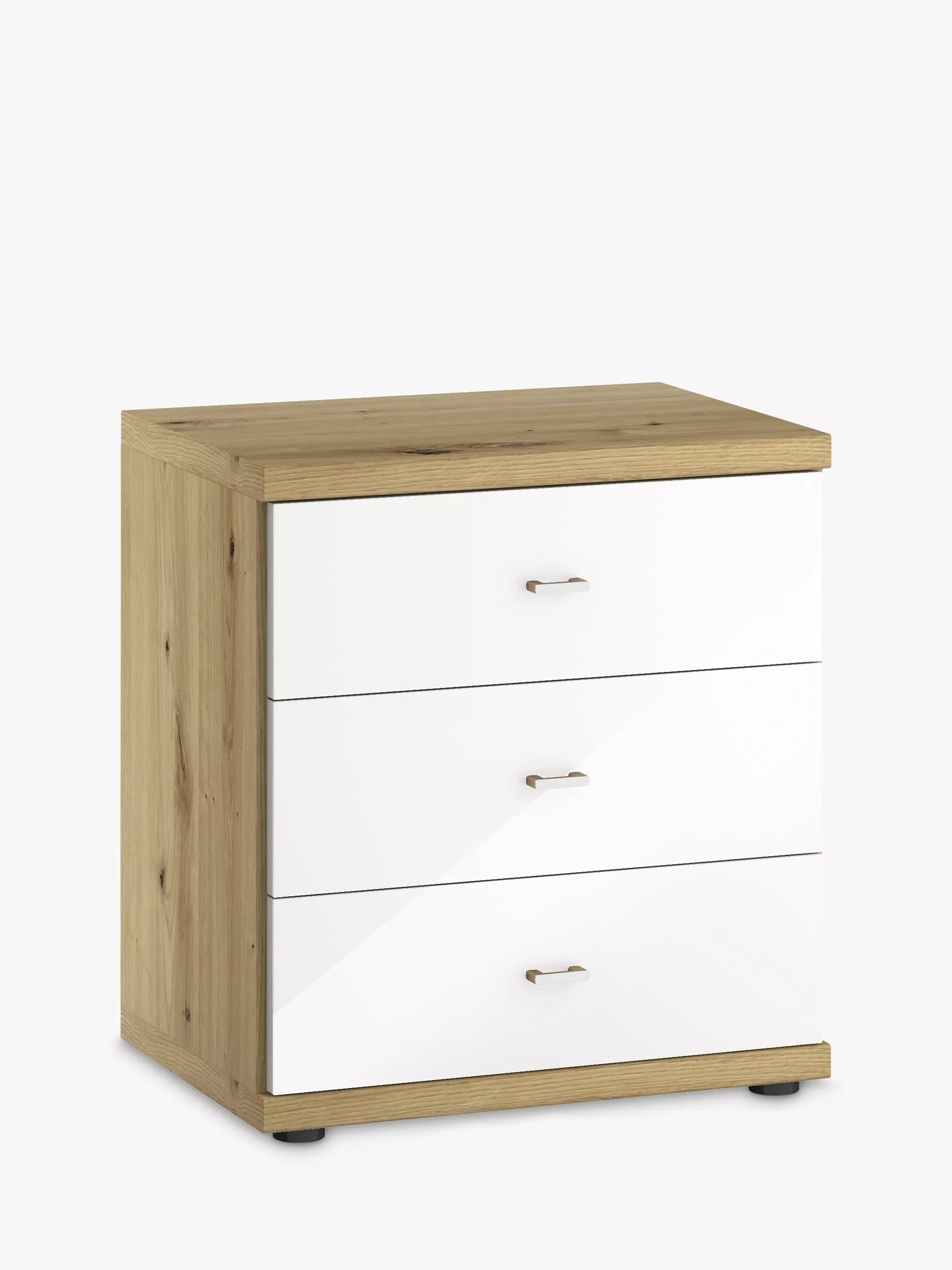 John Lewis Elstra 3 Drawer Glass Front Bedside Table