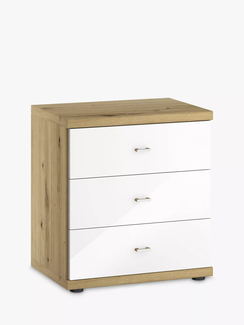 John Lewis Elstra 3 Drawer Glass Front Bedside Table