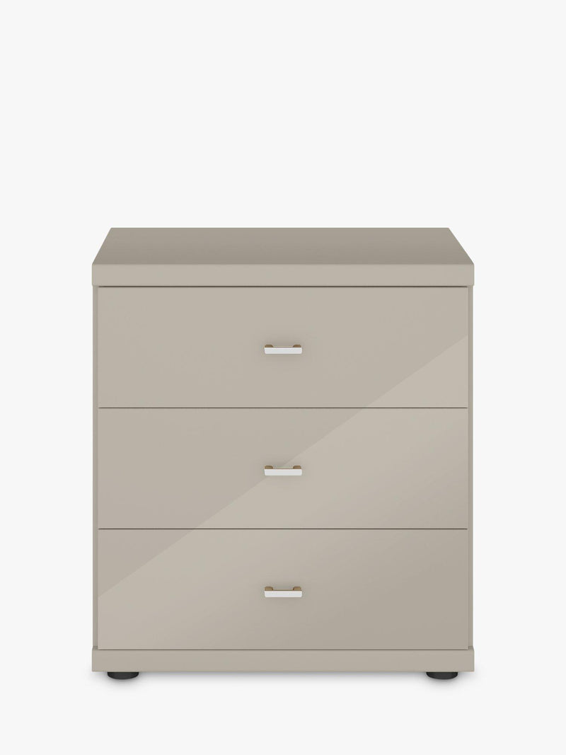 John Lewis Elstra glass front bedside table 3 drawers (British brand)