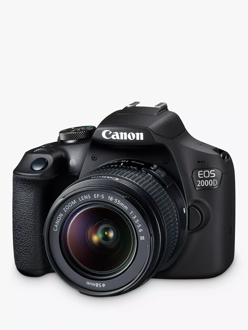 Canon EOS 2000D digital SLR camera with 18-55mm lens, UK version