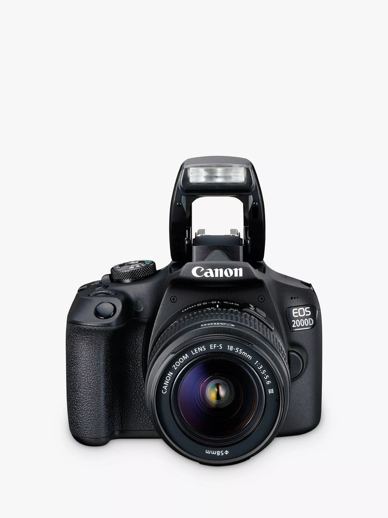 Canon EOS 2000D digital SLR camera with 18-55mm lens, UK version