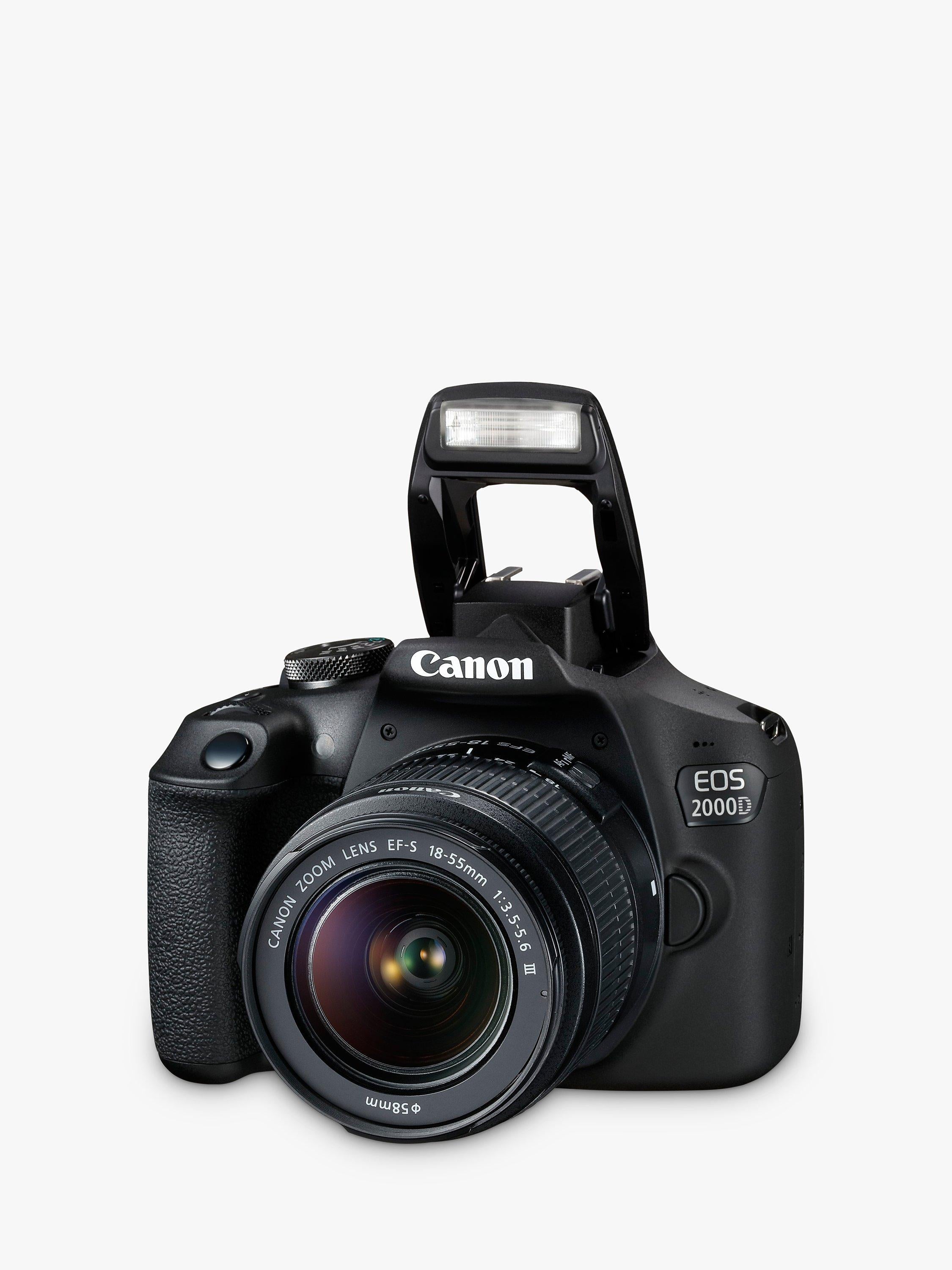Canon EOS 2000D digital SLR camera with 18-55mm lens, UK version