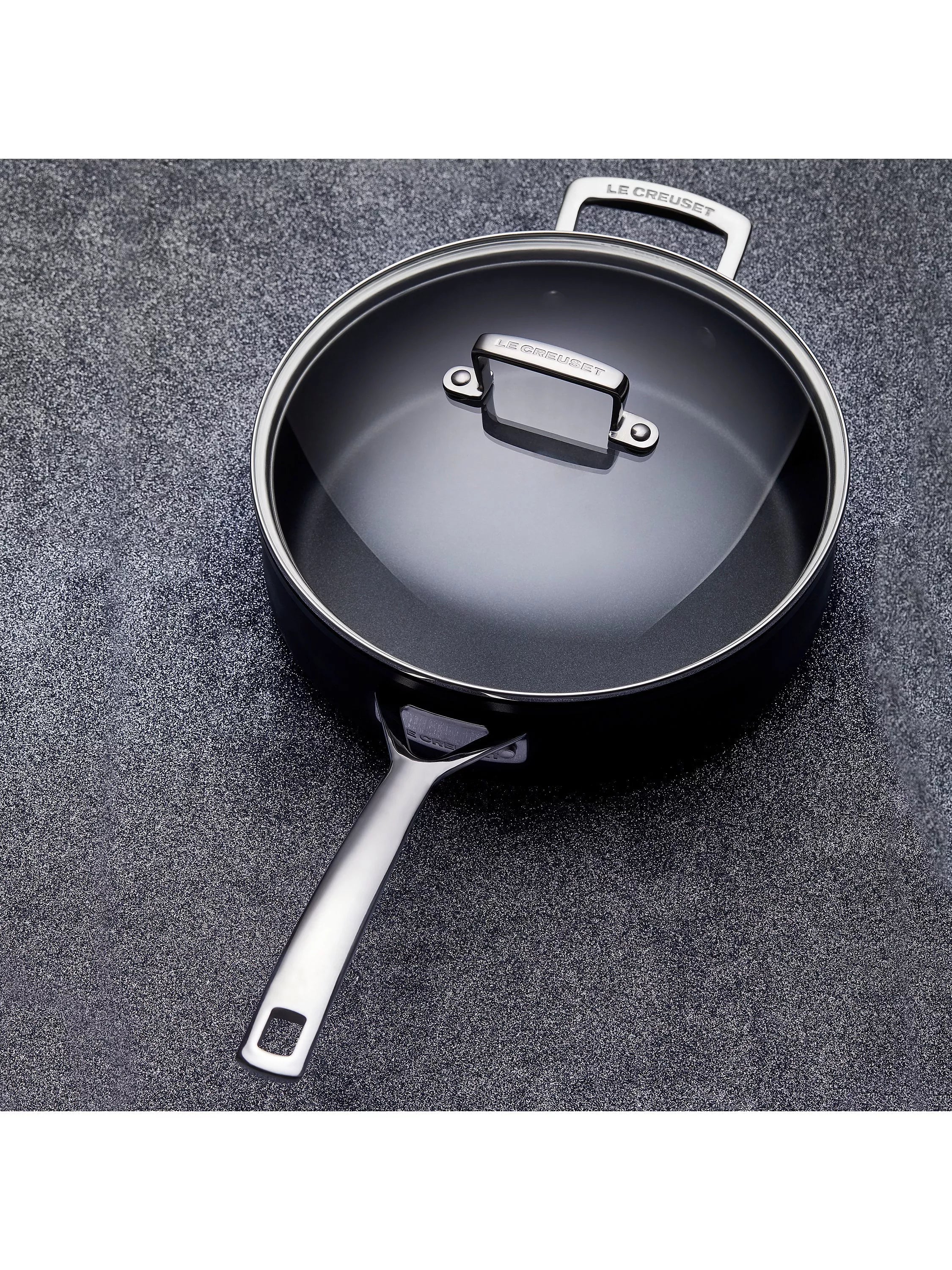 Le Creuset toughened non-stick sauté pan with lid 26cm, UK version