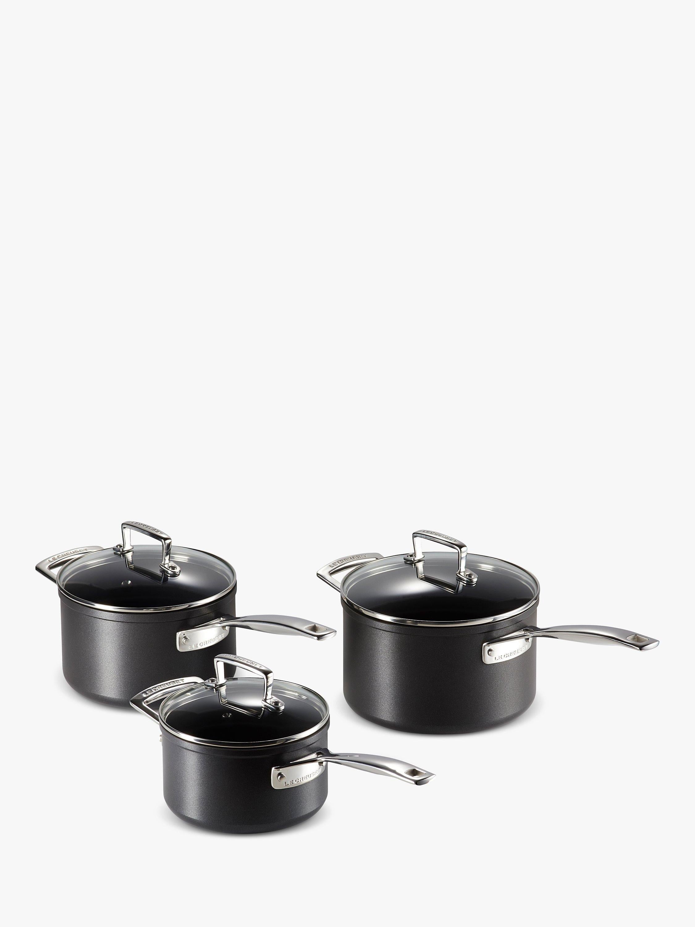 Le Creuset toughened non-stick saucepan set 16cm 18cm 20cm, UK version
