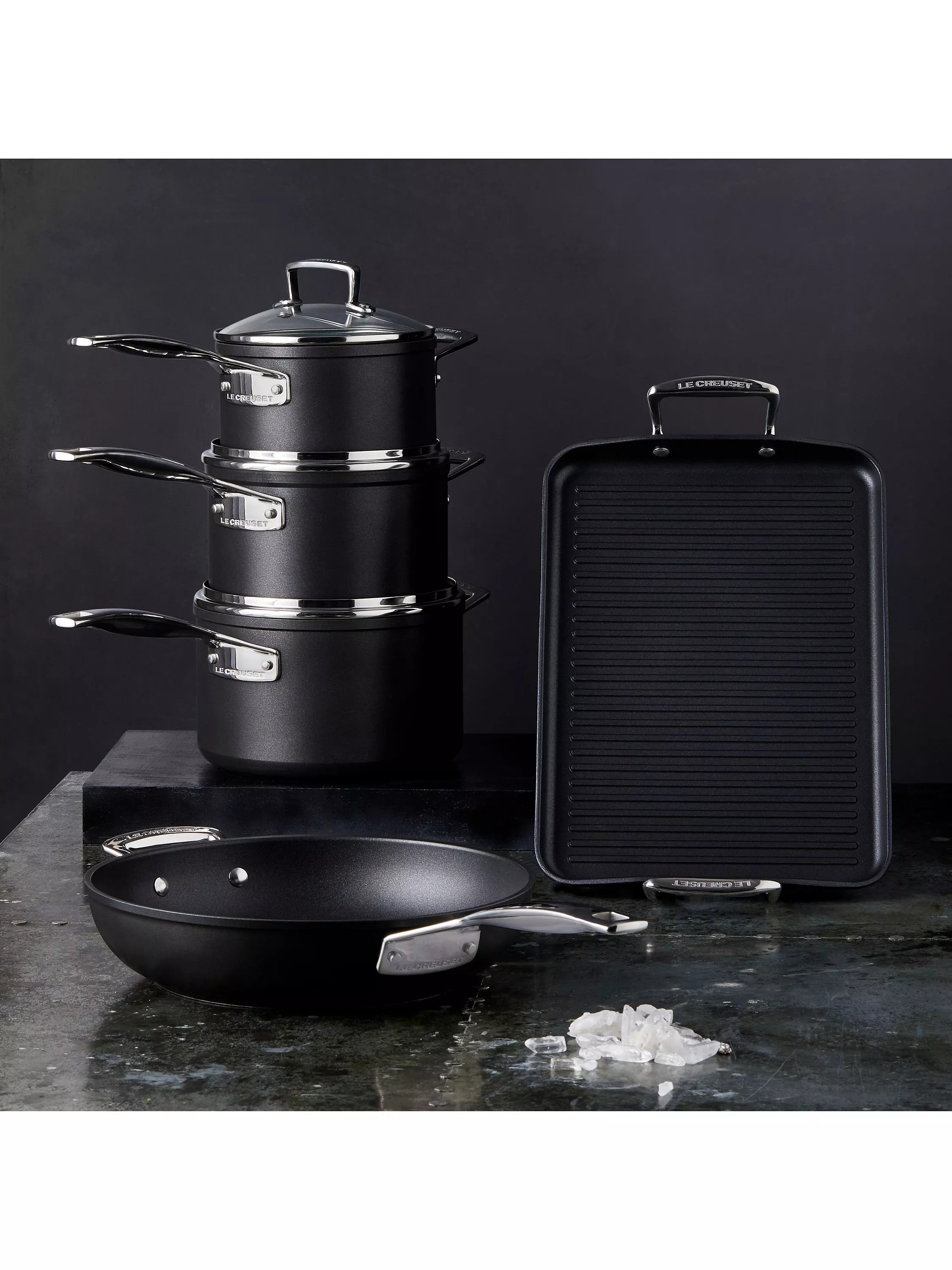 Le Creuset toughened non-stick saucepan set 16cm 18cm 20cm, UK version