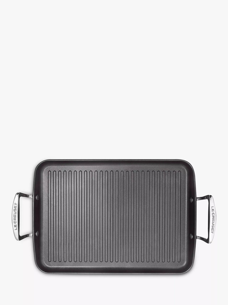 Le Creuset rectangular grill pan with toughened non-stick coating, 35cm, UK version