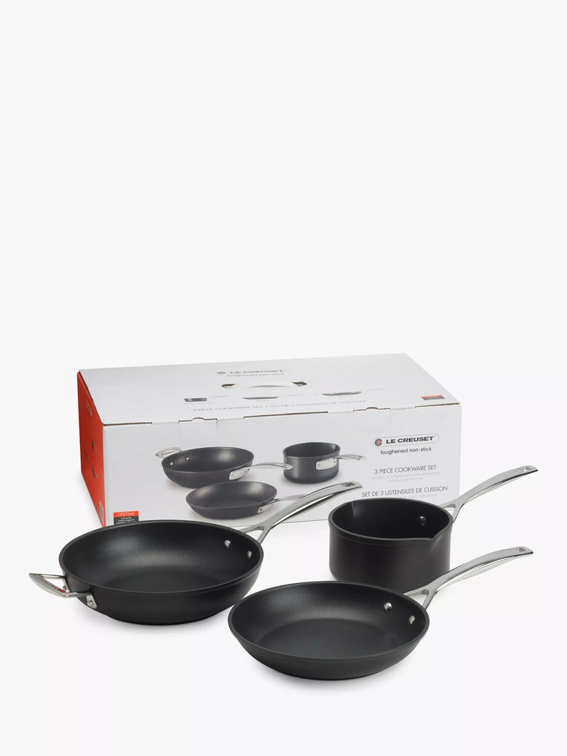 Le Creuset toughened non-stick saucepan and frying pan set 3 piece, UK version