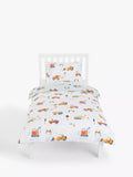 John Lewis reversible pure cotton duvet cover and pillowcase set, single, construction pattern, multi, UK version