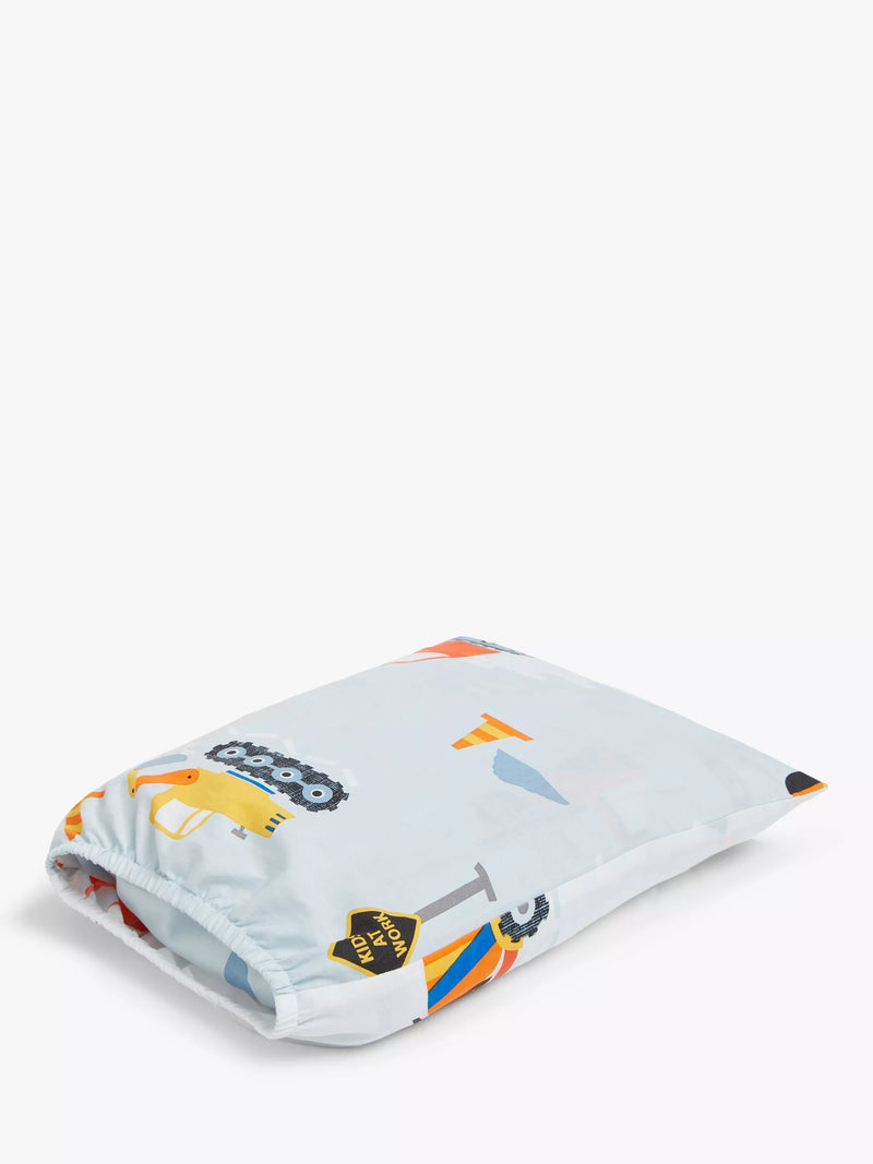 John Lewis reversible pure cotton duvet cover and pillowcase set, single, construction pattern, multi, UK version