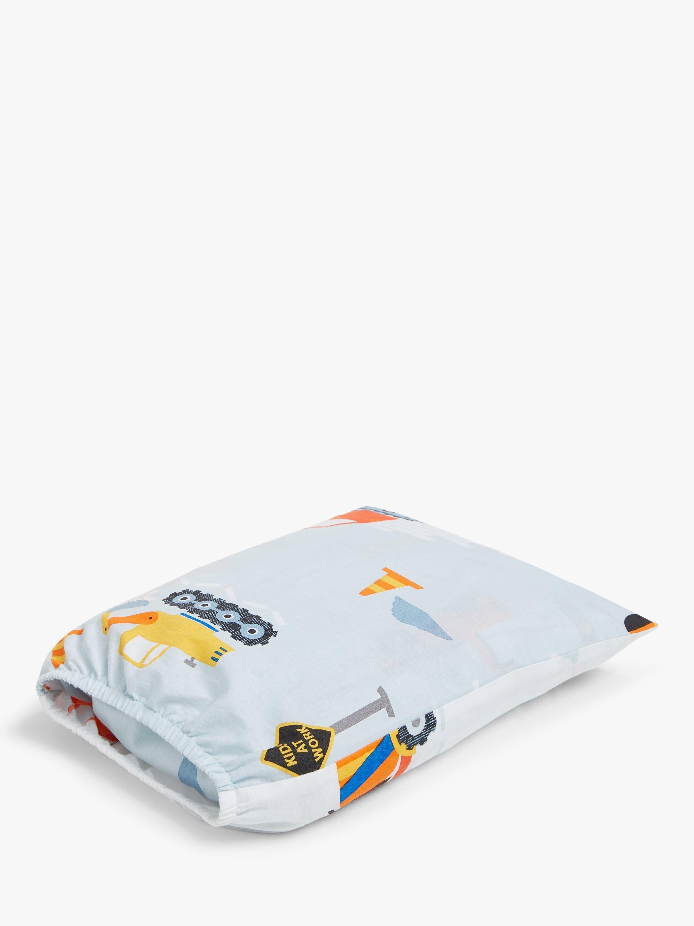 John Lewis reversible pure cotton duvet cover and pillowcase set, single, construction pattern, multi, UK version