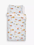 John Lewis reversible pure cotton duvet cover and pillowcase set, single, construction pattern, multi, UK version