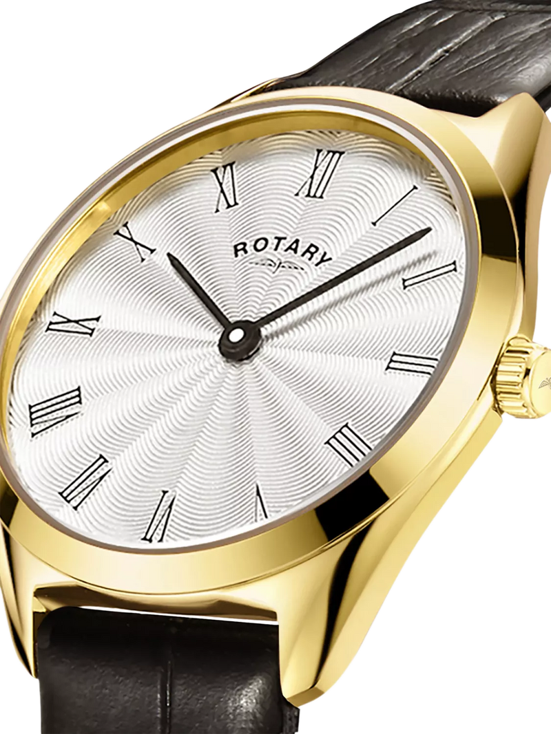 Rotary women's ultra slim leather strap watch 27mm, imported from the UK