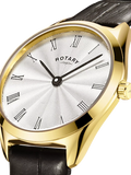 Rotary women's ultra slim leather strap watch 27mm, imported from the UK