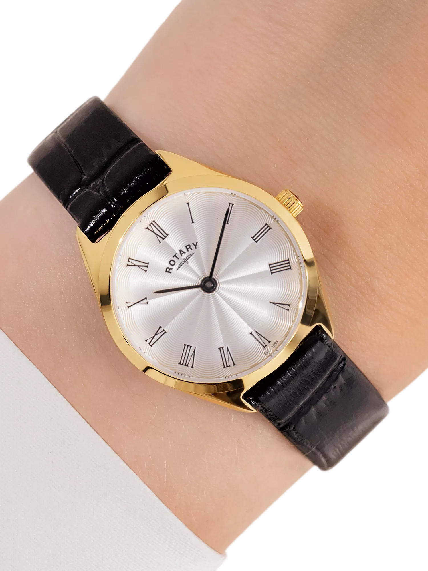 Rotary women's ultra slim leather strap watch 27mm, imported from the UK