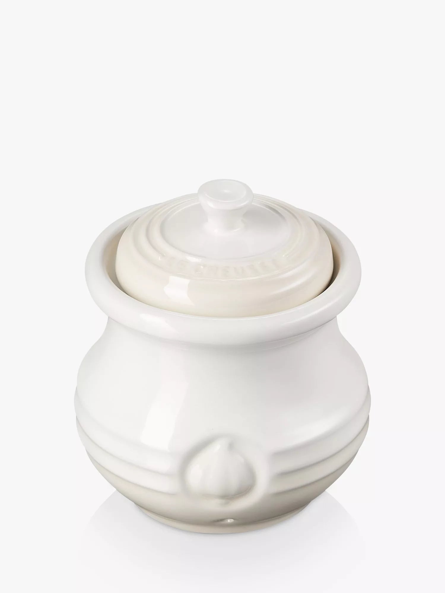 Le Creuset stoneware garlic pot Meringue, imported from the UK