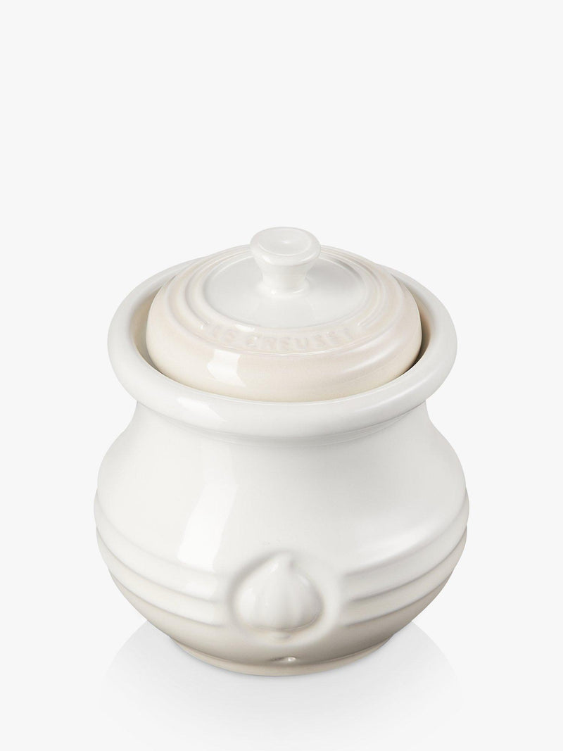 Le Creuset stoneware garlic pot Meringue, imported from the UK