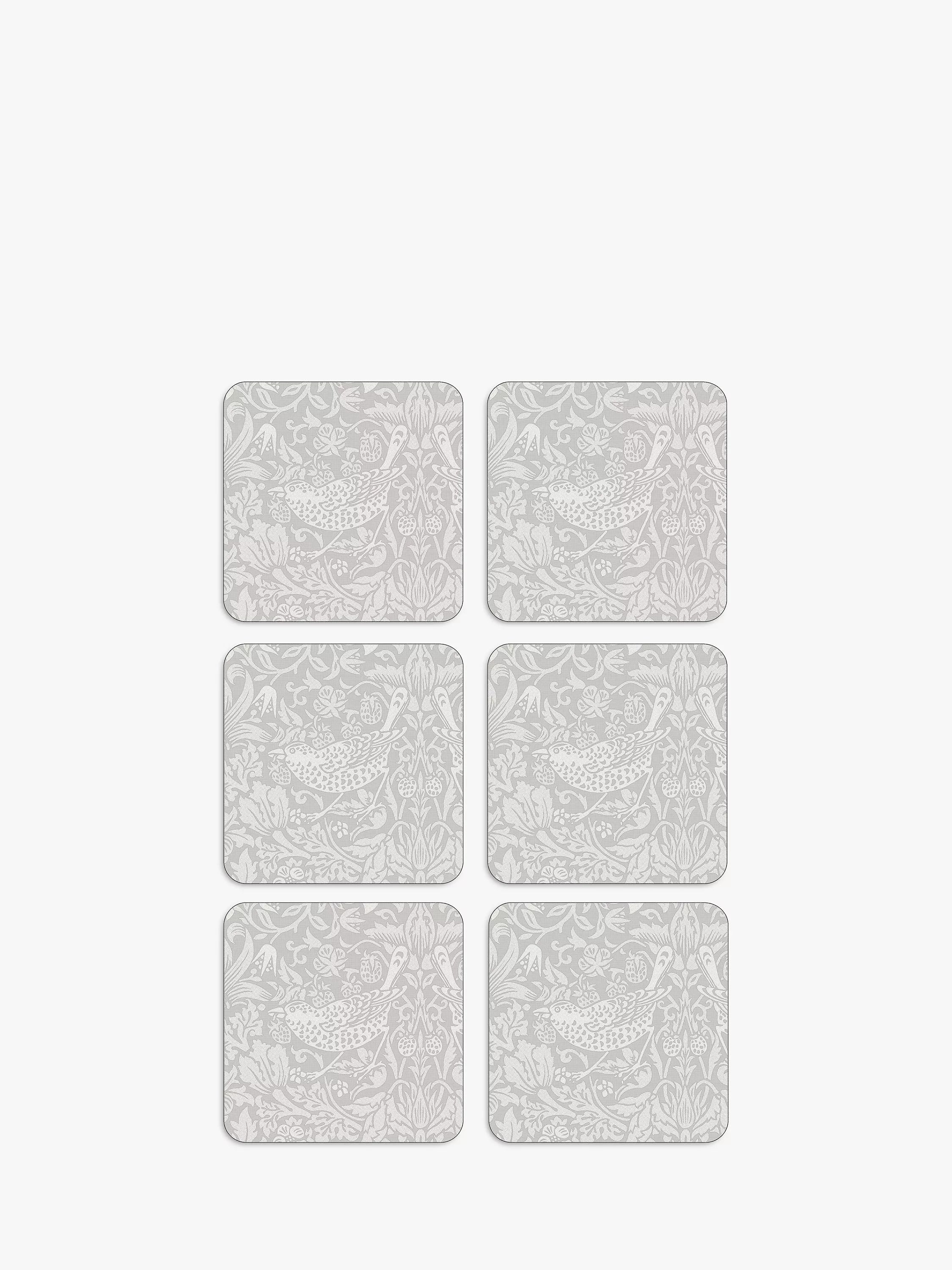 Morris & Co. Strawberry Thief Pure Morris Cork-Backed Coasters, Set of 6