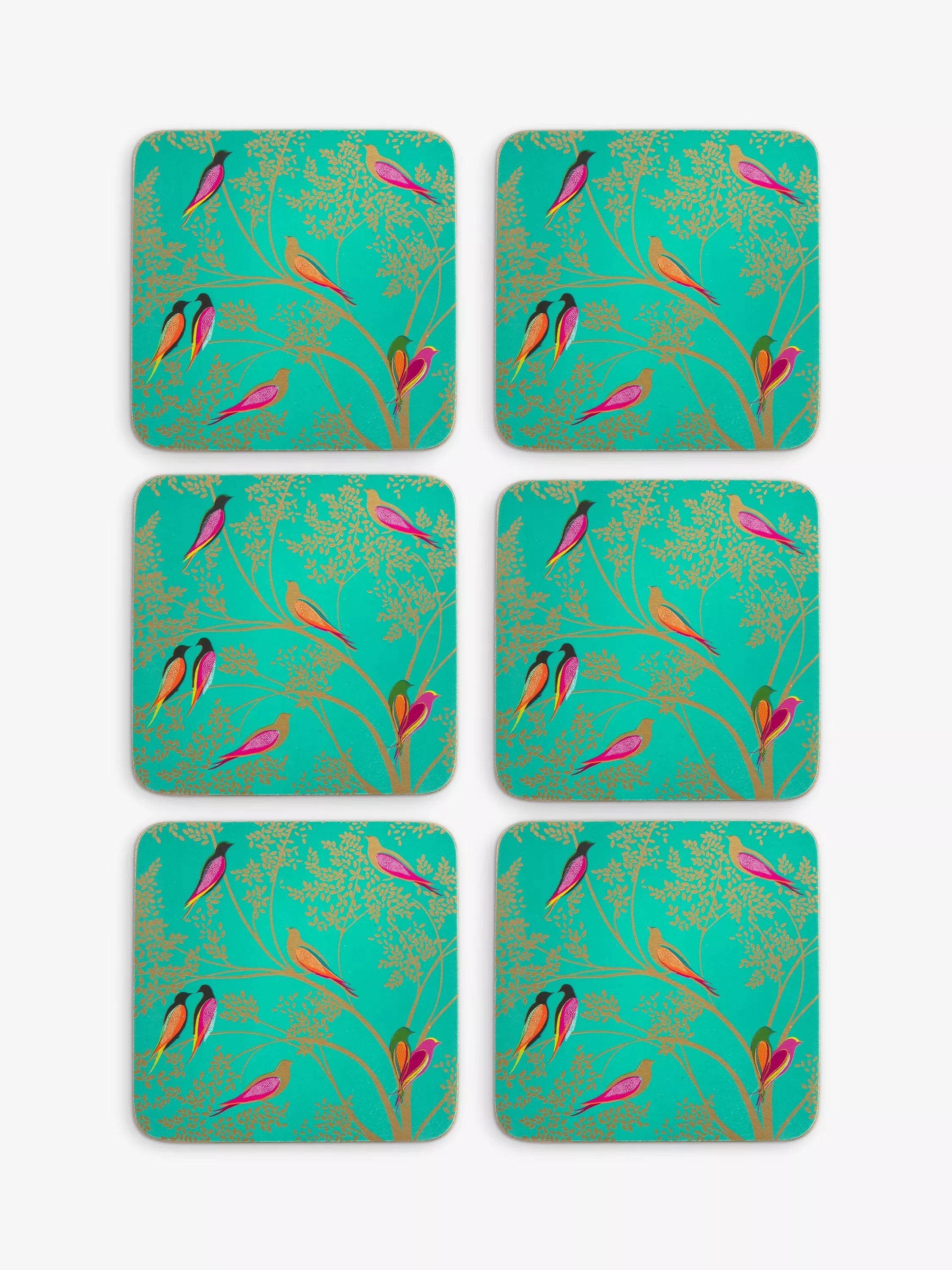 Sara Miller bird coasters set of 6, imported from the UK
