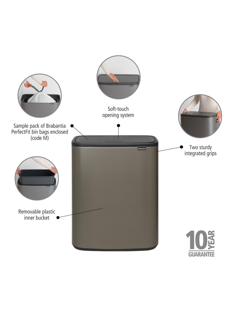Brabantia Bo Touch Bin 60L matte finish, UK version
