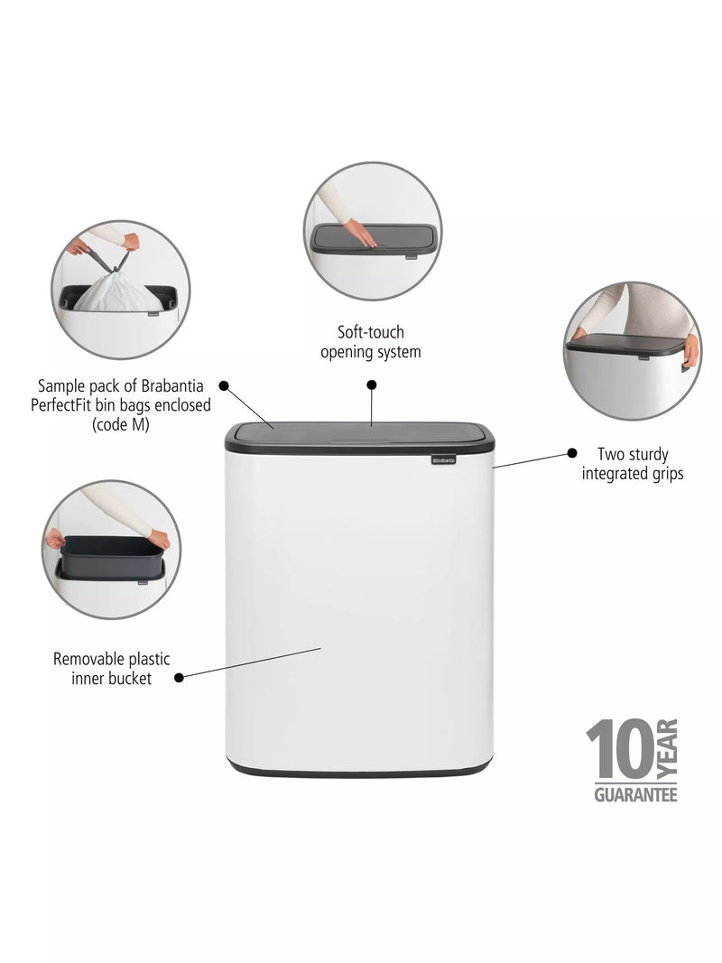 Brabantia Bo Touch Bin Kitchen Waste Bin, 60L