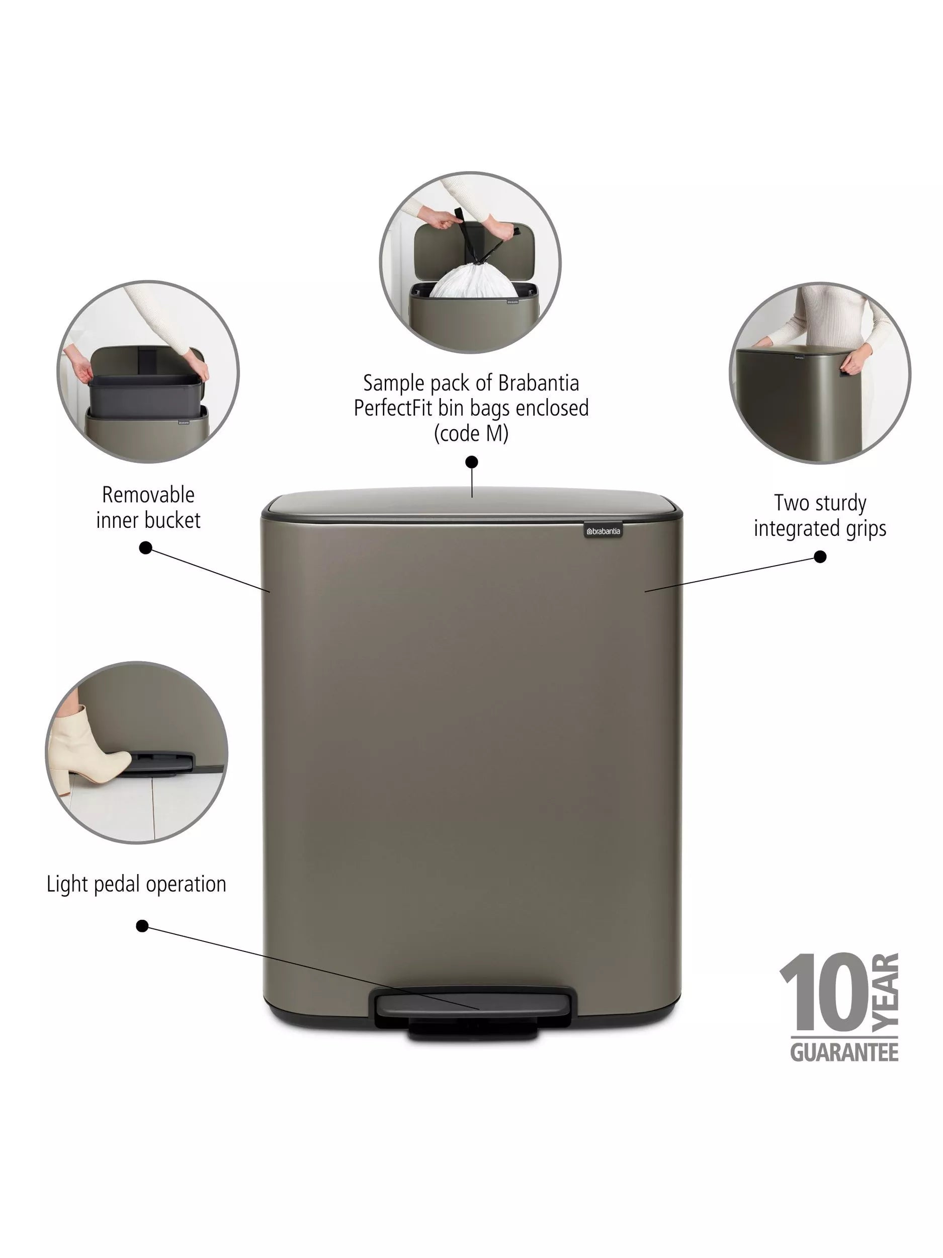 Brabantia Bo Pedal Bin 60L - British product