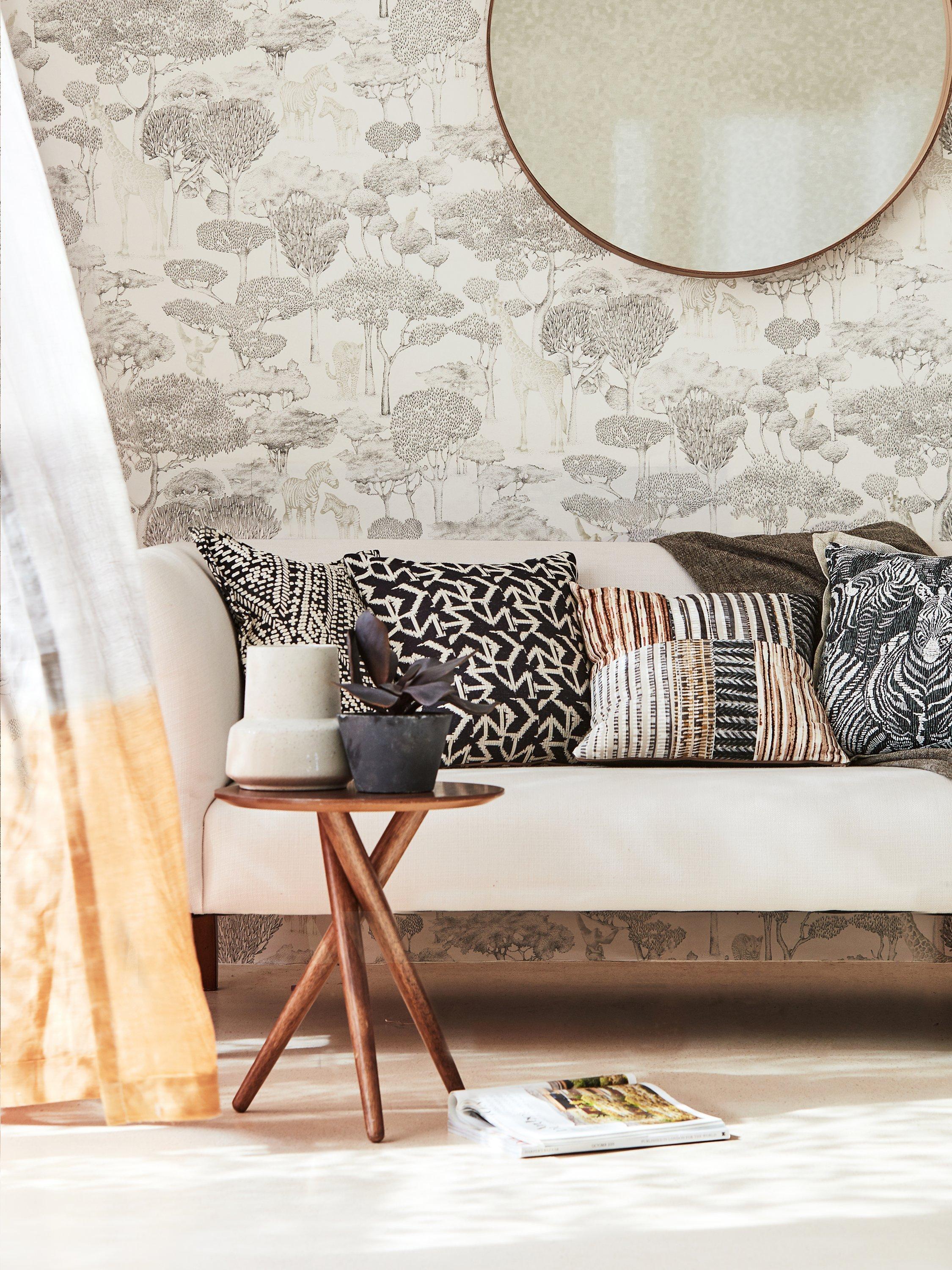 Harlequin Shamwari wallpaper with wildlife toile design, UK version