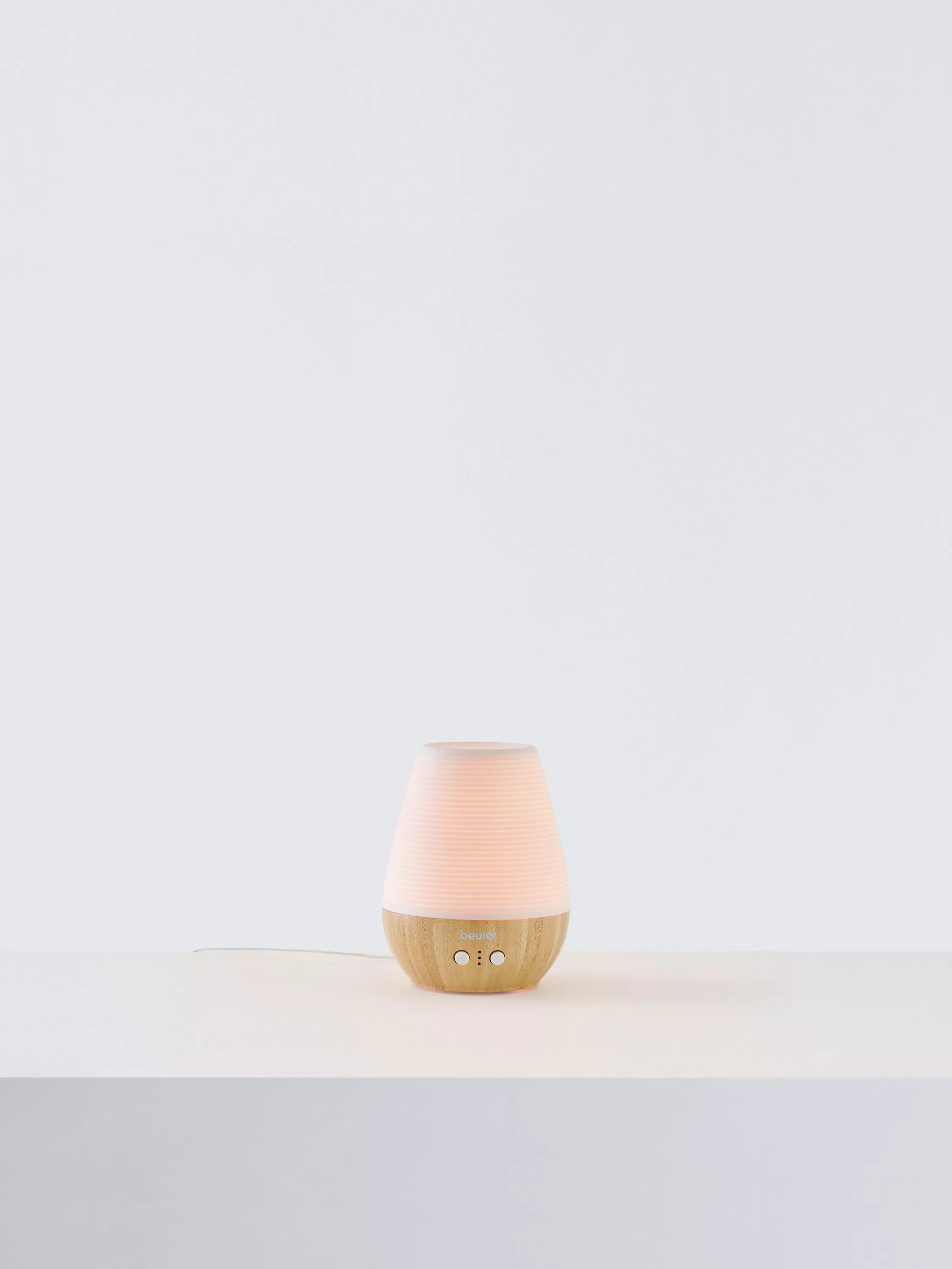 Beurer aroma electric diffuser LED table lamp in white and wood - British product