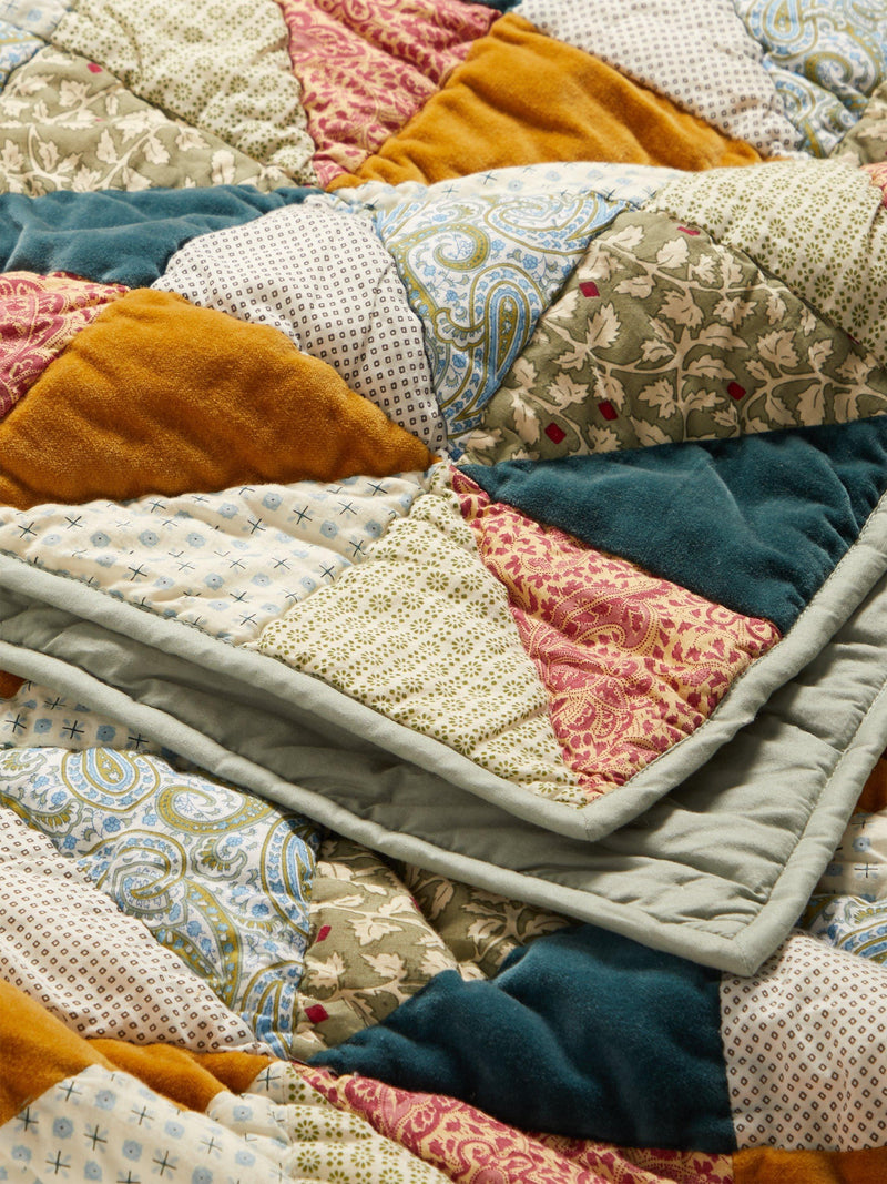 John Lewis velvet patchwork quilted bedspread 250 x 260cm, UK version